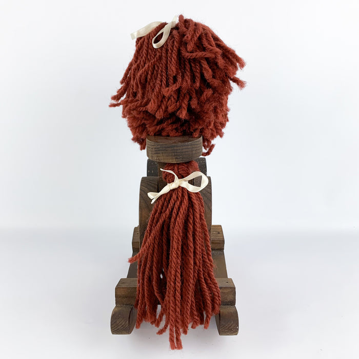 Small Wood Rocking Horse w/ Yarn Mane & Tail Decorative Folk Art