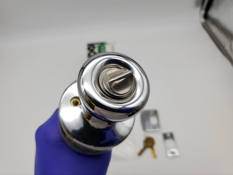 Kwikset Door Knob Entry Lock Polished Chrome US26 TYLO 400T 2-3/8 & 2-3/4 BS NOS