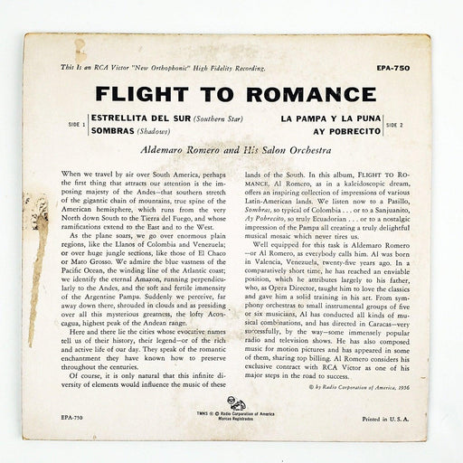 Aldemaro Romero Flight To Romance Record 45 RPM EP EPA-750 RCA 1956 2