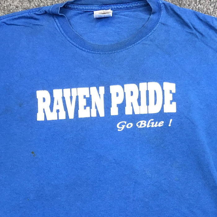 Vintage Ravenna Ohio T Shirt XL Gildan Blue Cotton Raven Pride Fear The Claw