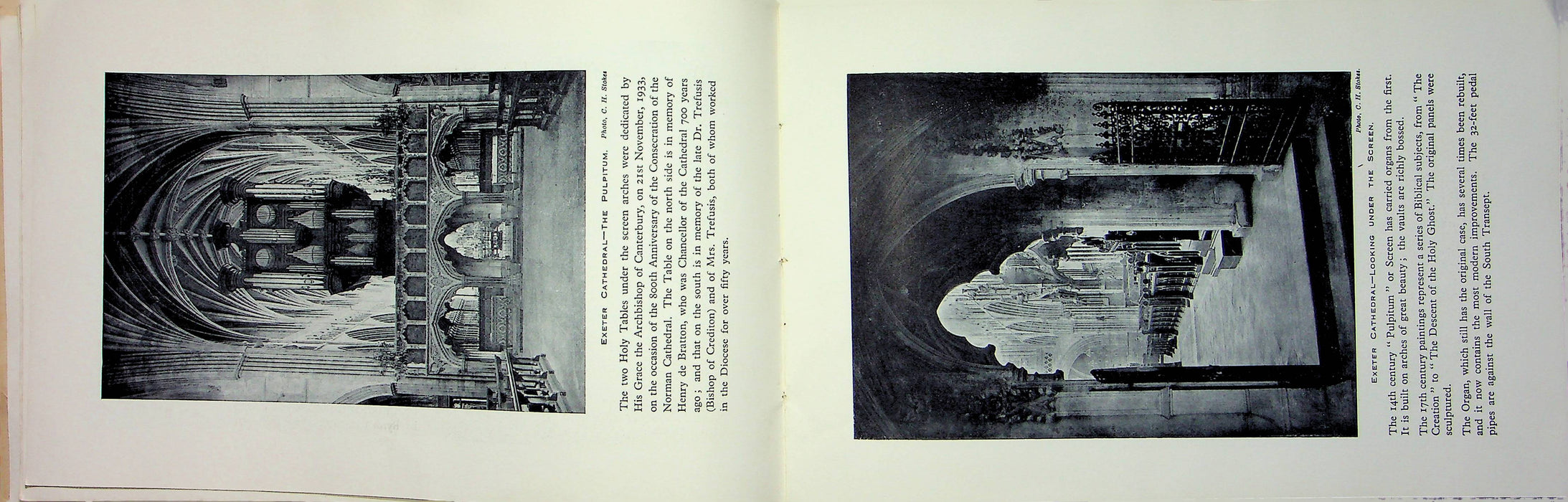 1937 Exeter Cathedral Pictures Notes and Plan Booklet Lithograph Prints Pictures