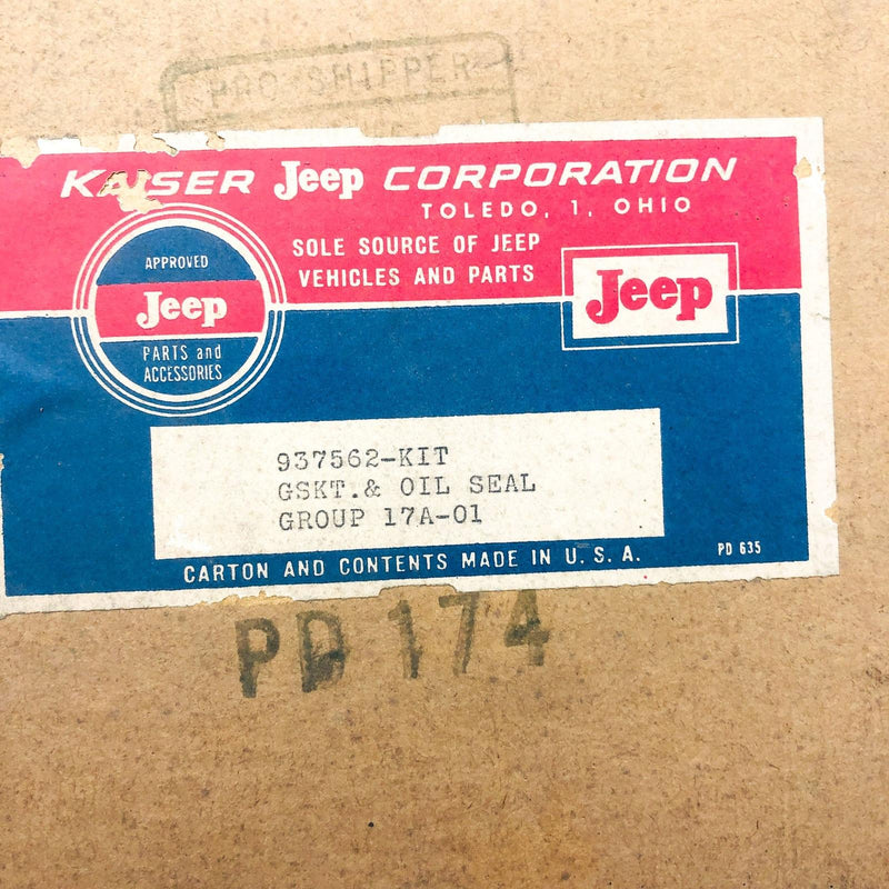 Kaiser Jeep 937562 Gasket Oil Seal Kit Genuine OEM New Old Stock Group 17A-01