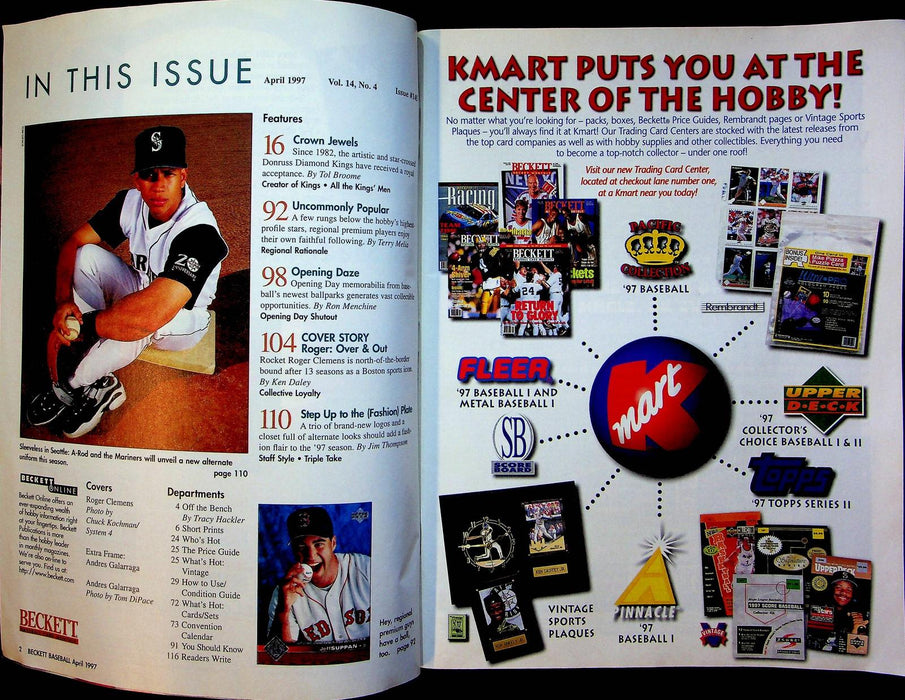 Beckett Baseball Magazine April 1997 # 145 Roger Clemens Blue Jays Galarraga 3