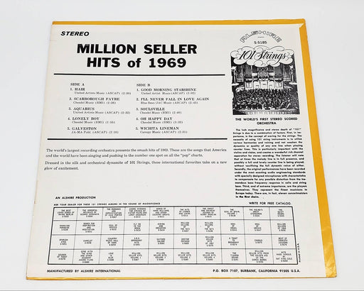 101 Strings Million Seller Hits Of 1969 LP Record Alshire 1969 S-5185 2