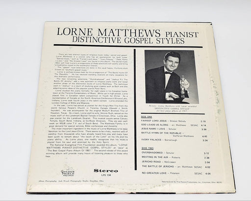 Lorne Matthews Distinctive Gospel Styles LP Record Golden Shield Records 1970 2