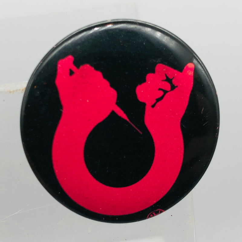 Vintage Pro Vaccine Button 1" Movement 1970s 1980s Letter V Needle Arm Hands