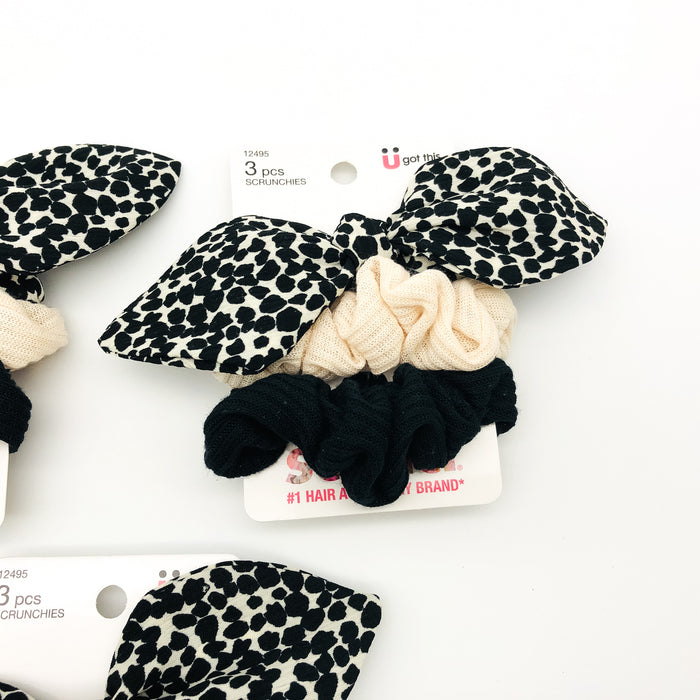 9-Piece Scunci Scrunchies Hair Ties Lot Black Leopard Print Light Summer 12495