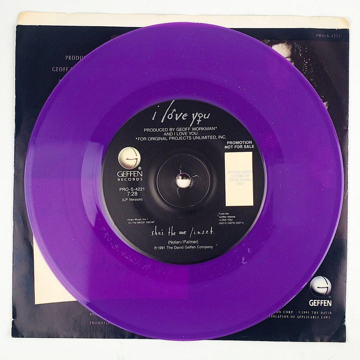Hang Straight Up She's The One Record 33 RPM Single Geffen 1991 Promo, Purple 6