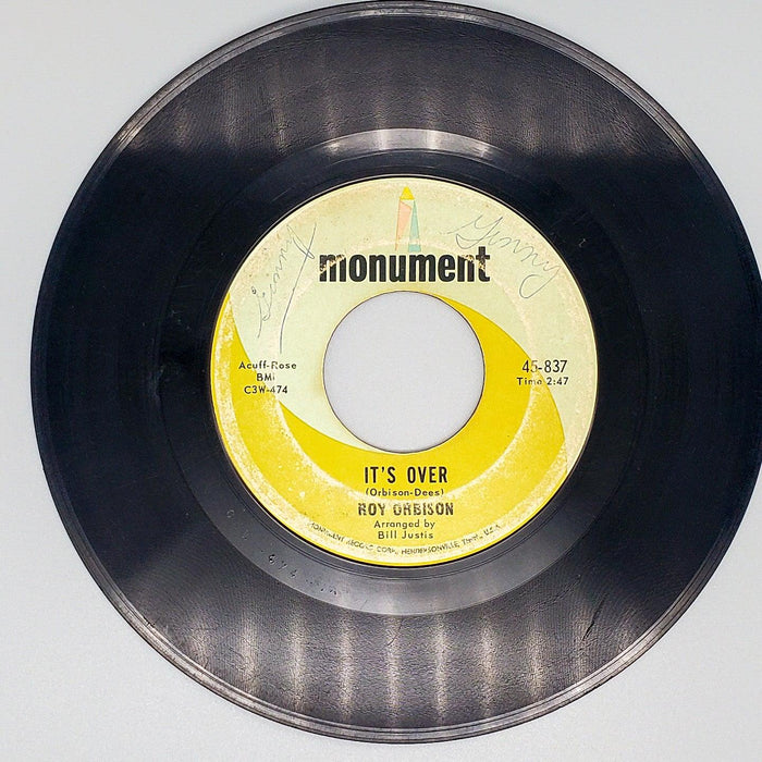 Roy Orbison It's Over Record 45 RPM Single 45-837 Monument 1964 1