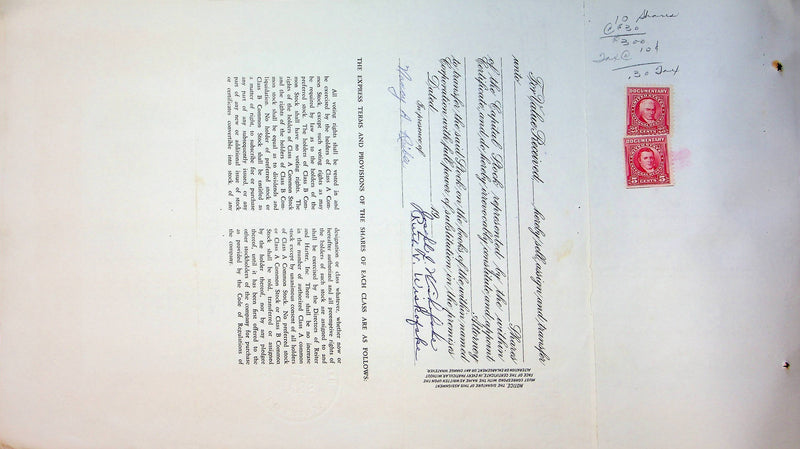 Reiter Dairy Company Stock Certificate Bond Scripophilly Akron Ohio 1965 No 258