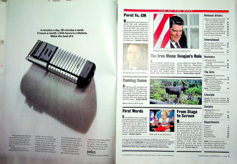 Newsweek Magazine December 15 1986 Iran Mess Reagan Mistakes Made Ross Perot GM