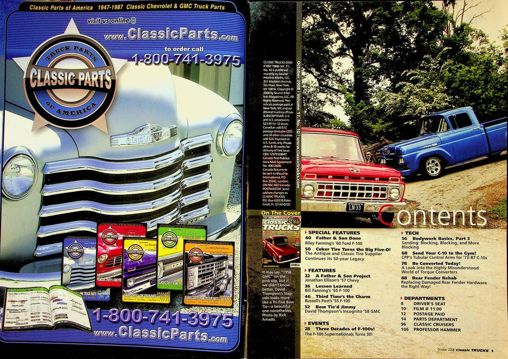 Classic Trucks Magazine October 2008 Vol 17 No 10 Bodywork Basics C-10 Parts