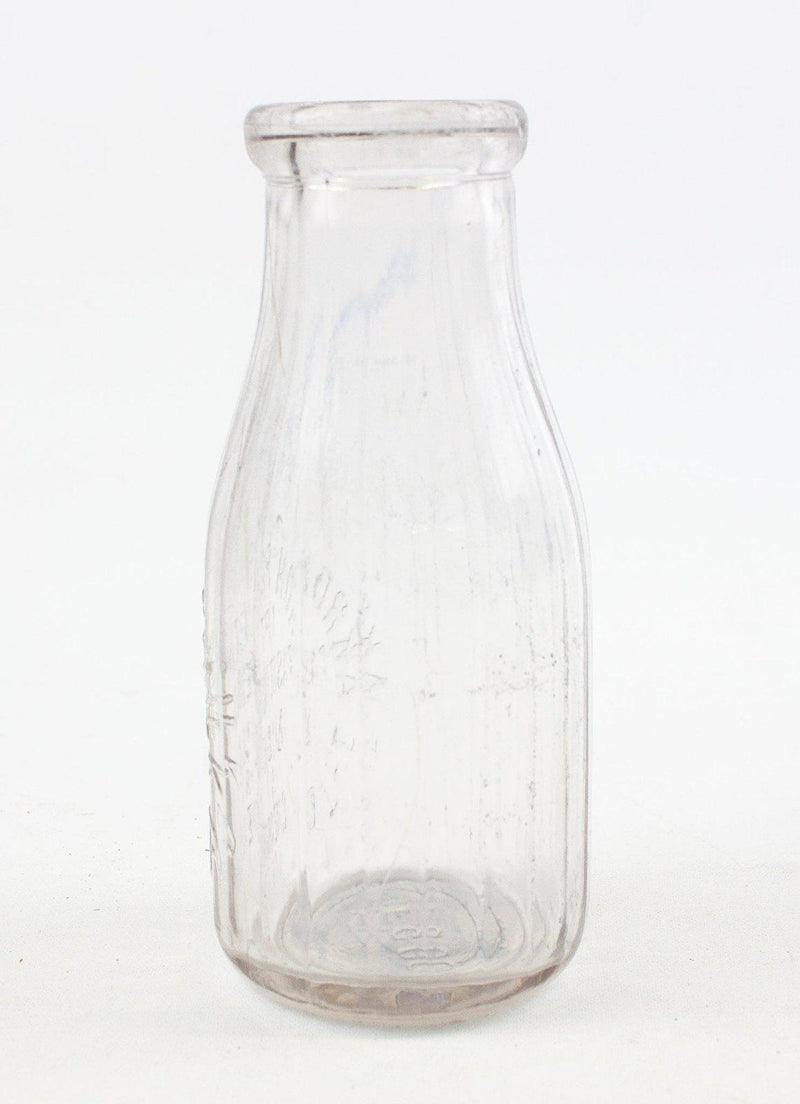 The Akron Pure Milk Co. One Pint Milk Bottle - Clear Glass Akron Ohio | Embossed 3