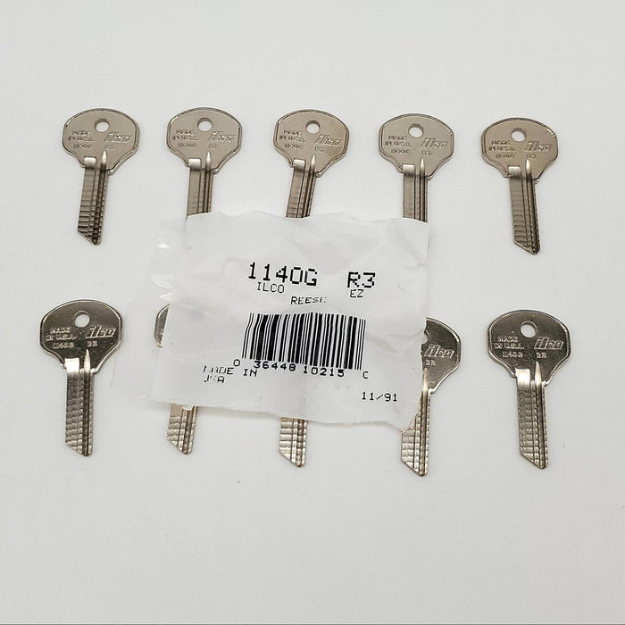 10x Ilco 1140G Key Blanks Nickel Plated for Reese Padlocks NOS