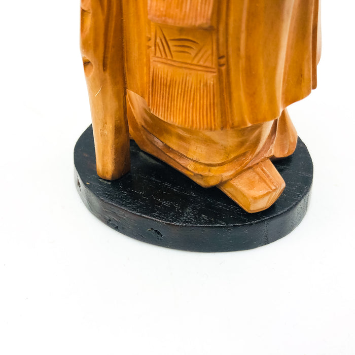 Hand Carved Wood Confucious Statue Figurine Bearded Immortal Chinease Vintage