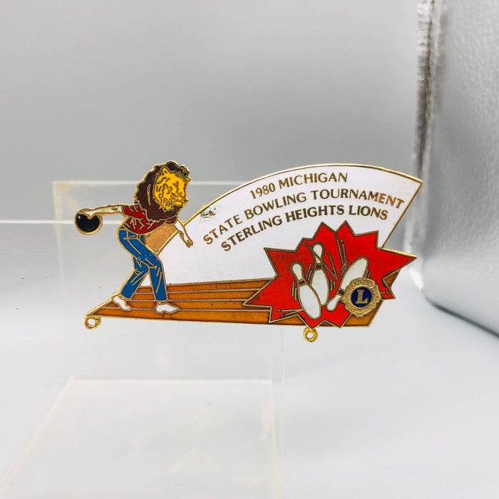 Vintage Lions Club Lapel Pin Michigan Bowling Tournament Sterling Heights 1