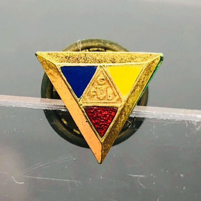 Knights of Pythias Lapel Pin Pinback FCB Triangle Enamel Screw Post WW2 Era 1