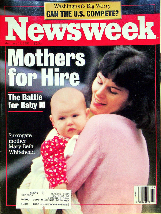 Newsweek Magazine January 19 1987 Baby M Battle Surrogate Mother Mary Beth Fight