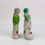 Occupied Japan Dutch Colonial Village Man w/ Sack & Lady w/ Basket 5 Inches 2
