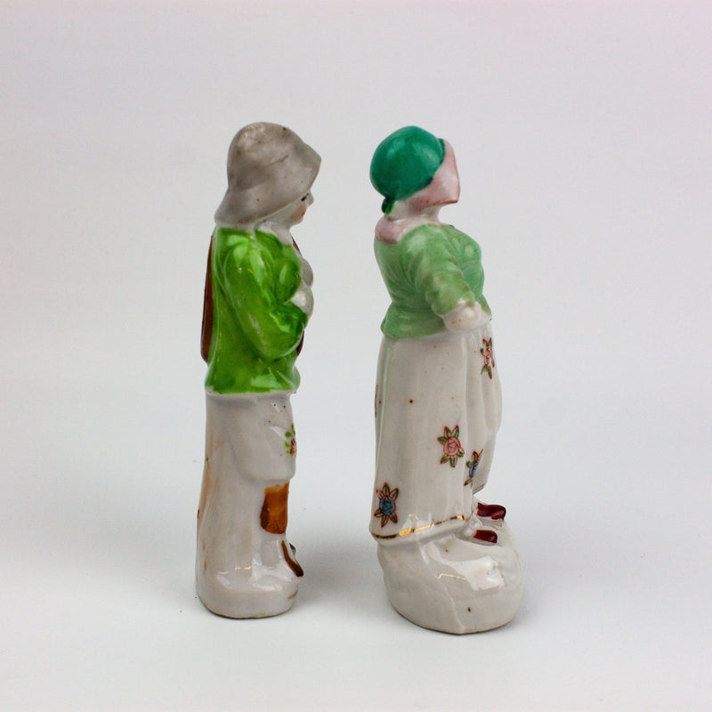 Occupied Japan Dutch Colonial Village Man w/ Sack & Lady w/ Basket 5 Inches 2