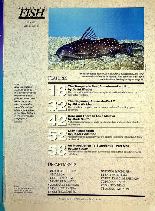 Aquarium Fish Magazine July 1991 Vol 3 No 10 Special: In Lake Malawi 2