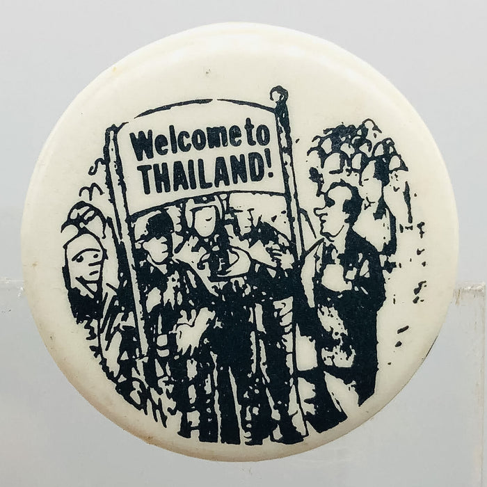 Political Cartoon Button Pinback 1" Welcome To Thailand Richard Nixon Secret War