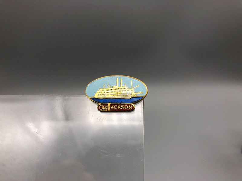 Vintage General Jackson Showboat Riverboat Lapel Pin Enamel Gold Border