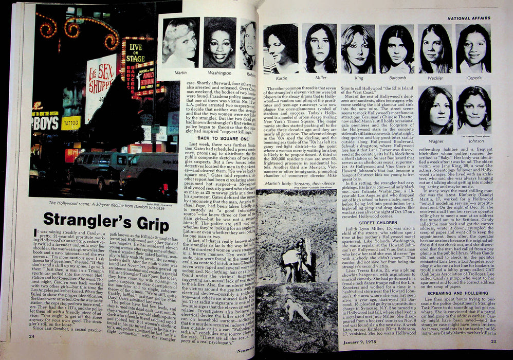 Newsweek Magazine January 9 1978 California Hillside Strangler Manhunt Hollywood 3