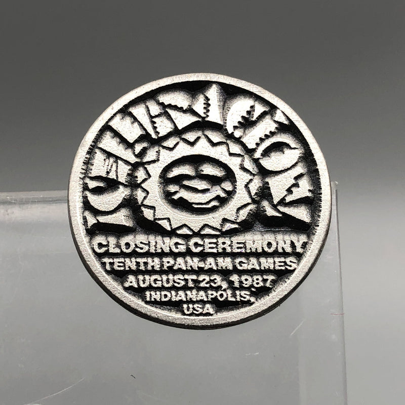 Vintage Pan Am Games Lapel Pin Celebracion! Closing Ceremony Pewter Indianapolis