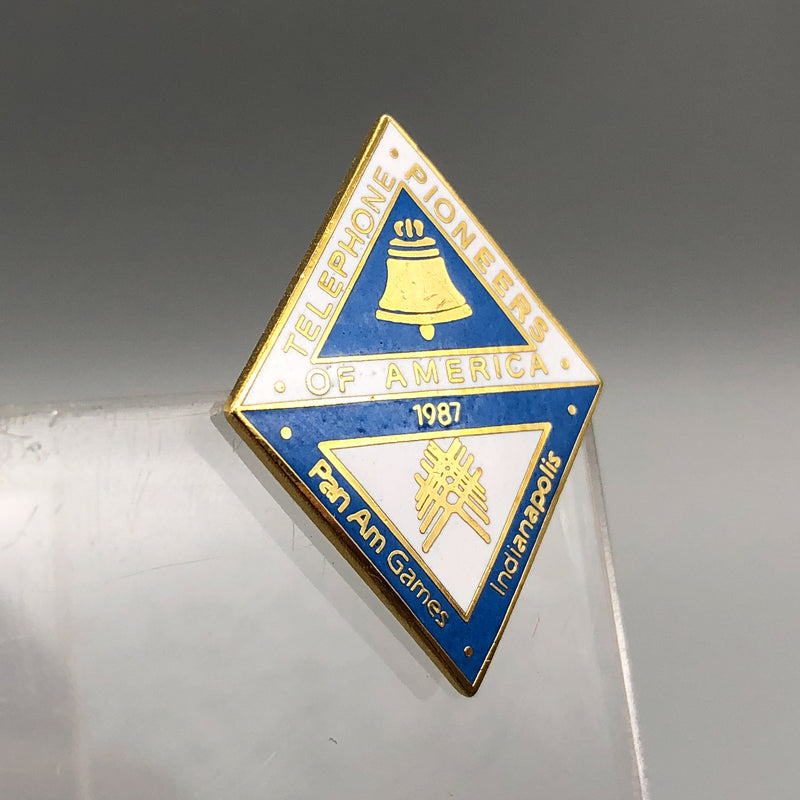 Bell Telephone Pioneers of America Lapel Pin Pan Am Games Vintage Indianapolis 5