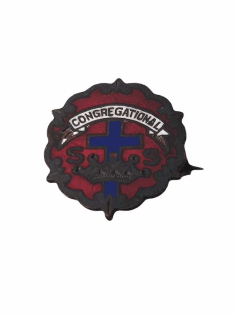 Bronze Congregational Lapel Pin Sunday School Little System Cross Crown Vintage 4