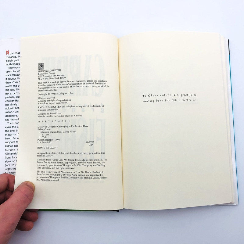 Delusions of Grandma Hardcover Carrie Fisher 1994 Actress Hollywood Pregnant 8