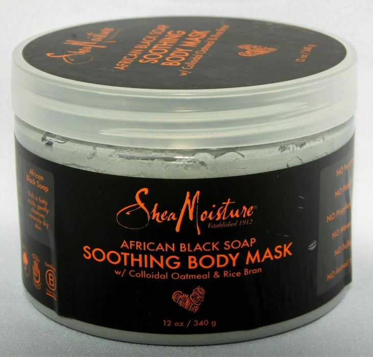 Shea Moisture African Black Soap Soothing Body Mask w/ Colloidal Oatmeal 12oz x2