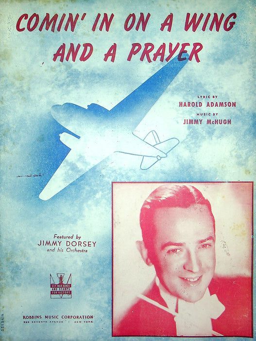 Sheet Music Comin' In On A Wing And A Prayer Jimmy Dorsey 1943 WW2 US Air Force 1