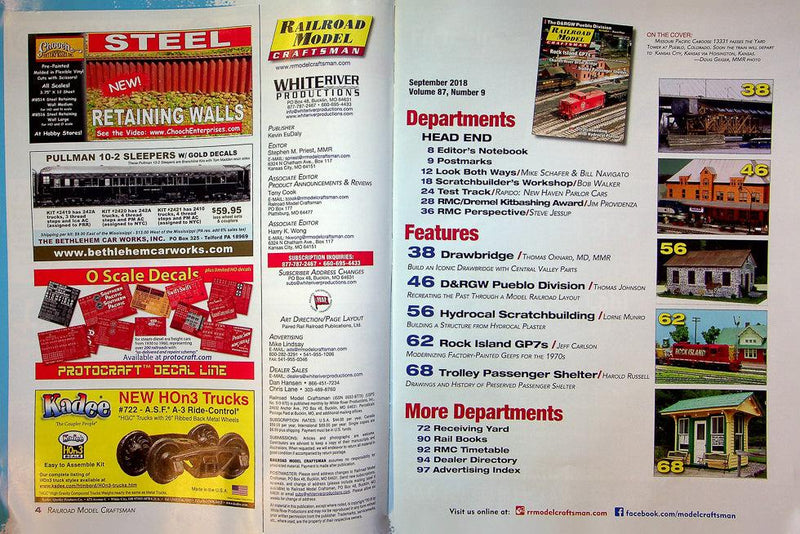 Railroad Model Craftsman Magazine September 2018 Vol 87 No 9 Scratchbuilding