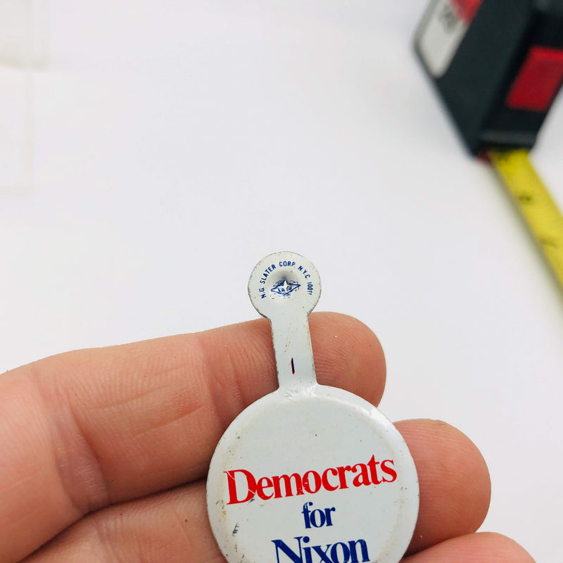 Democrats For Nixon Fold Over Back Tab Pin Button 1.5" Presidential Campaign