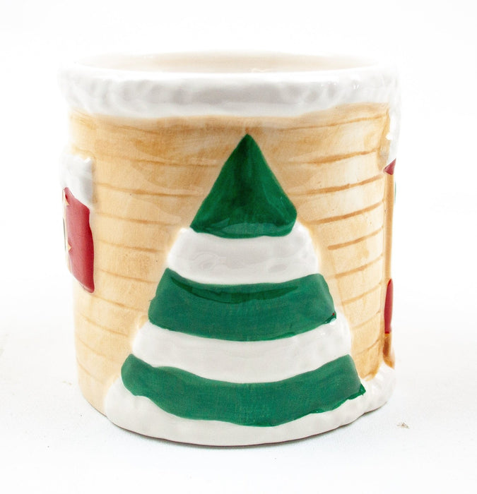 MCE Edi Sausalito: Ceramic Christmas Holiday Mugs - Snow Cottage, Set Of 2 | IOB 8