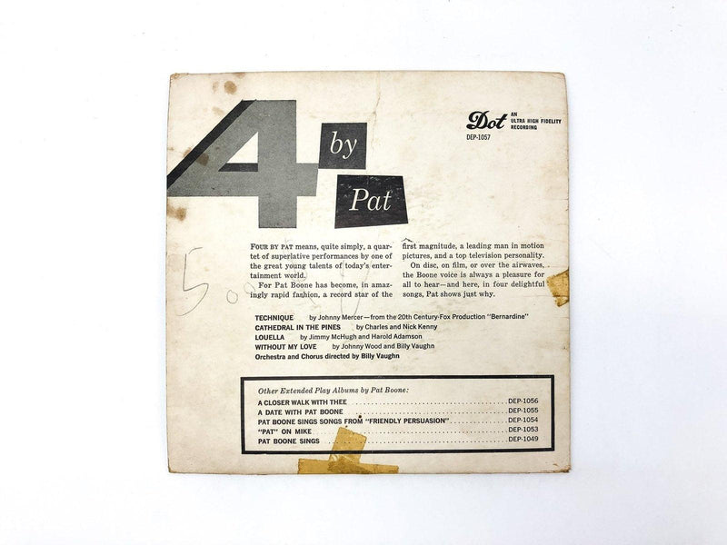 Pat Boone Four By Pat Record 45 RPM EP DEP-1057 Dot Records 1957 Picture Sleeve 2