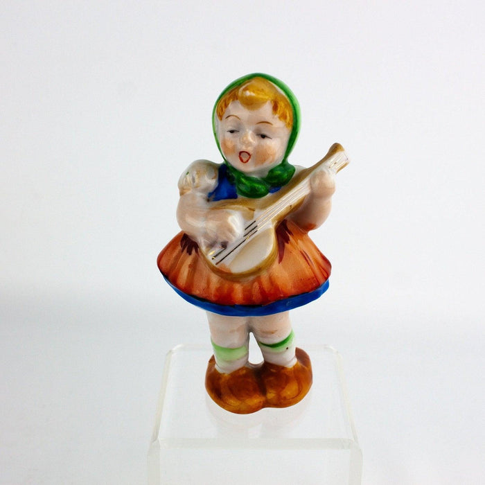 Occupied Japan Girl Rosy Cheeks w/ Instrument & Oversized Shoes 4.75 Inches 1