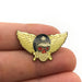 Hell on Wheels Motorcycle Gang Lapel Pin Skull with Wings Red Eyes Gold Colored 2