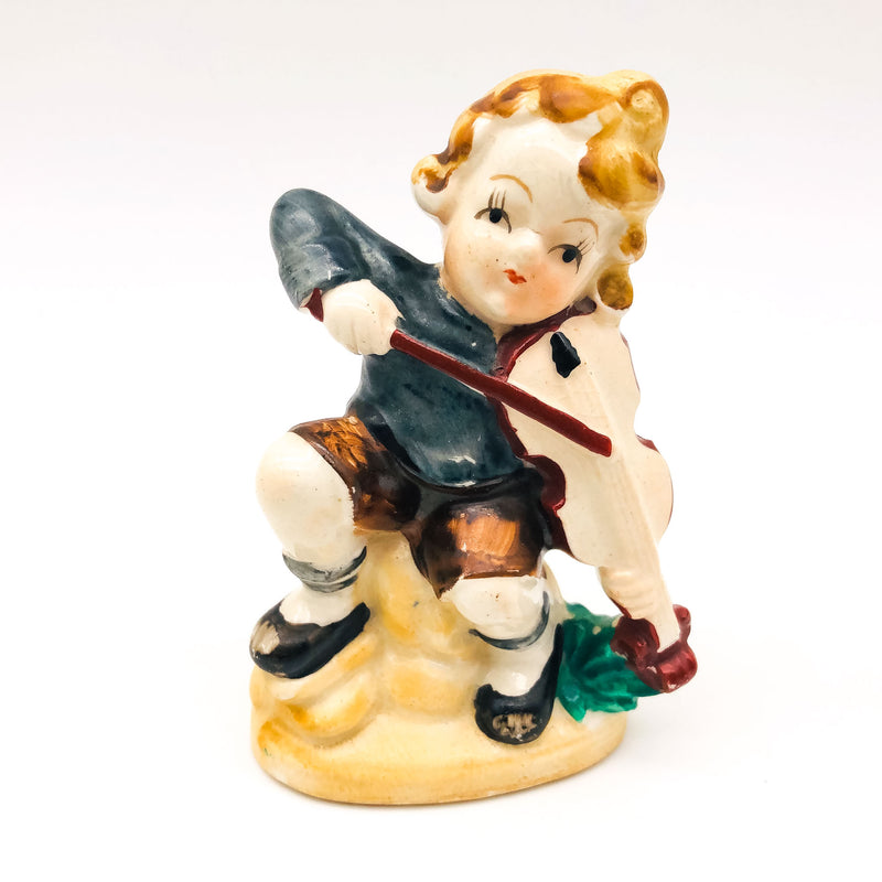 Occupied Japan Figurine Kewpie Musician Music Boy Playing Fiddle Violin 4" Cpy3