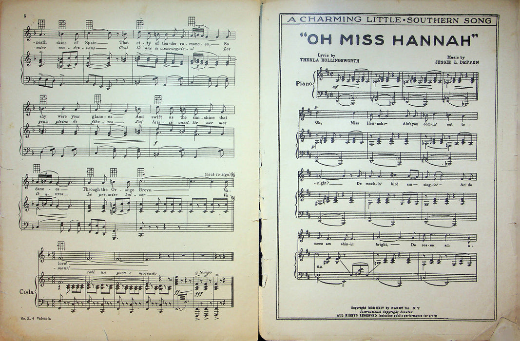 Valencia A Song of Spain Sheet Music Jose Padilla Piano Great Temptations 1925 4