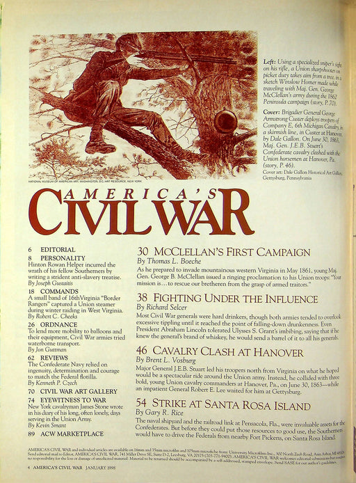 America's Civil War Magazine January 1998 Custer at Hanover, Jebs Nasty Surprise 2