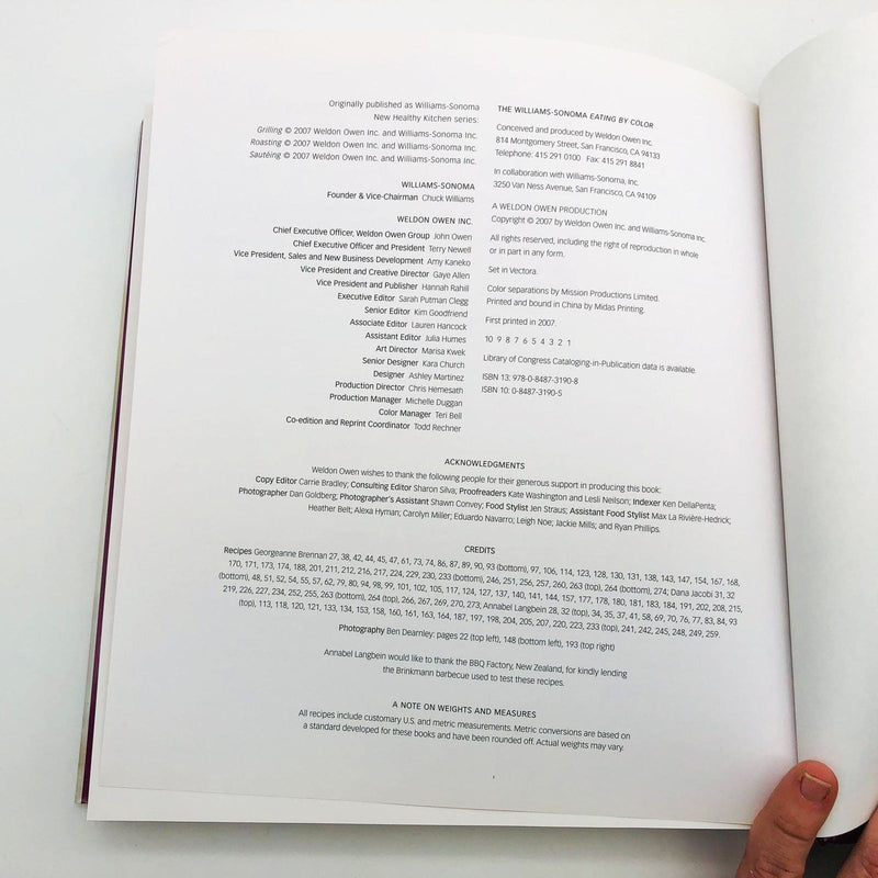 Eating By Color Hardcover Williams Sonoma 2007 Healthy Eating Cookbook Recipes 9