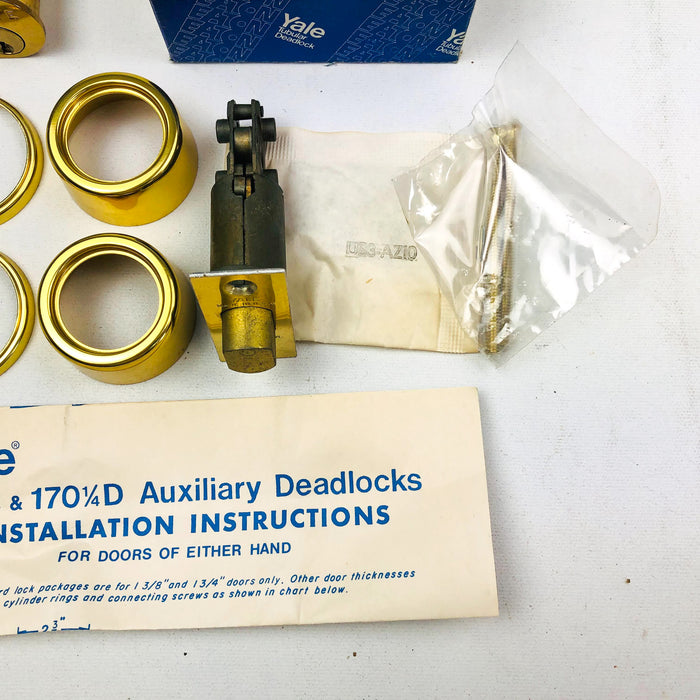 Yale Tubular Deadlock 6 Pin Cylinder Locks 170 1/4 US03 Bright Brass KA4 New NOS