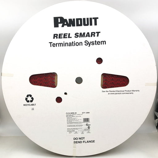 Panduit PV18-38RB-2K Vinyl Insulated Ring Terminal Red 18 AWG #10 Stud 2000pk 1