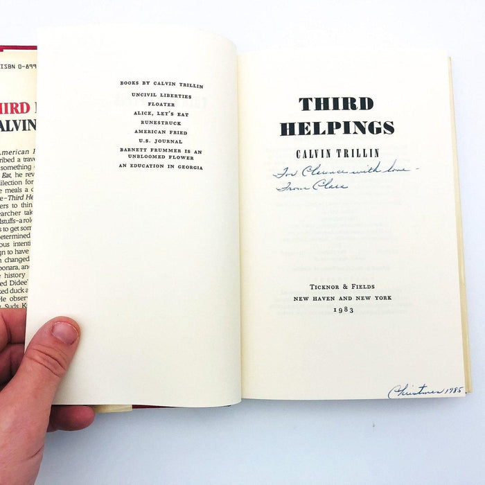 Third Helpings Hardcover Calvin Trillin 1983 Food Cookery Gastronomy Satire 7