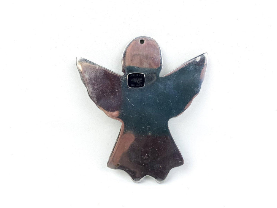 Metal Angel Ornament Cutout Outline Silver Souvenier Trinket Mexico 3.75" 3