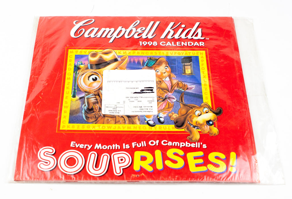 1998 Campbell's Tomato Soup Kids Wall Calendar "Souprises" - 12"x11" | NEW