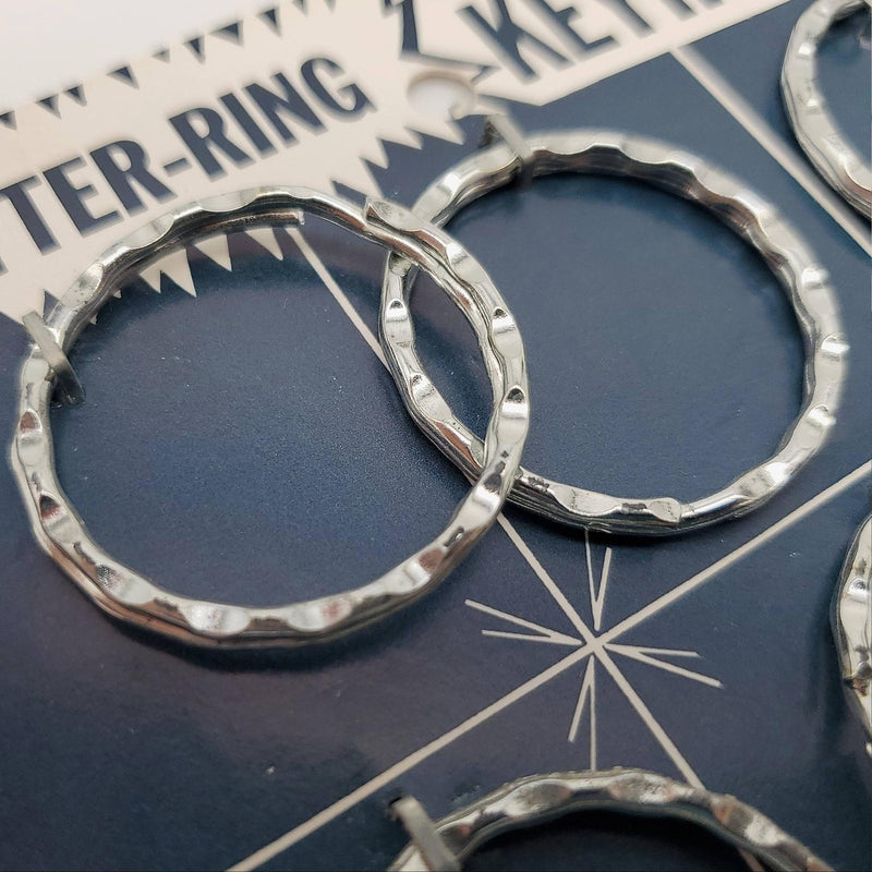 12x Glitter Ring Key Holders 1-3/8" Embossed Steel Carded No 1645 Vintage NOS